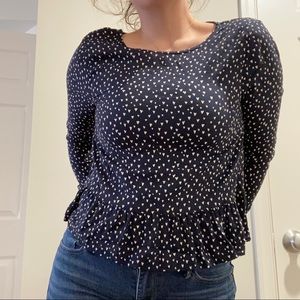 SOLD Micro Heart Print Peplum Top